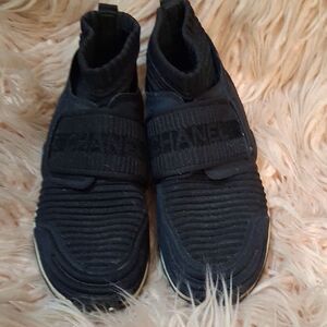 Authentic Chanel Women's Black Ribbed Sneakers Size 38